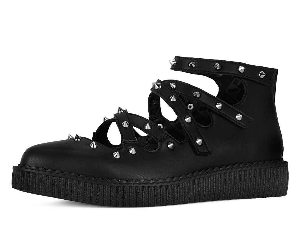 Black Studded Cross Strap Mary Jane