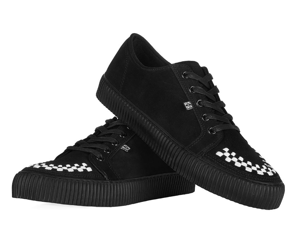 Black & White Suede Lace-Up Creeper Sneaker