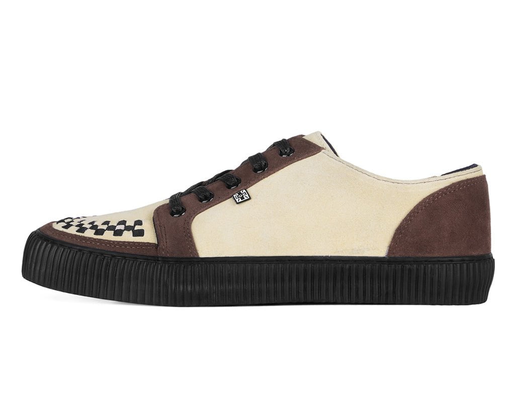 Tan & Brown Suede Lace-Up Creeper Sneaker