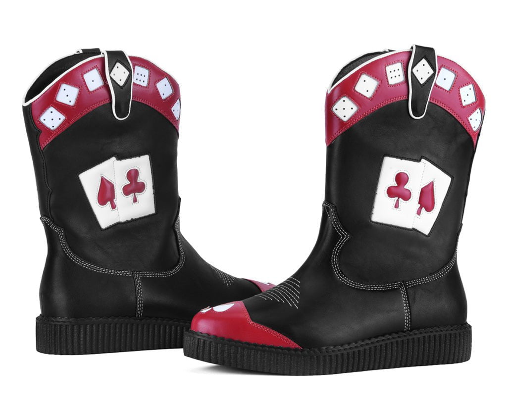Black & Red Playing Cards Western Creeper Boot