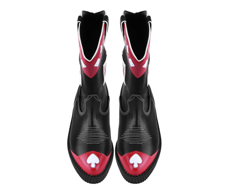 Black & Red Playing Cards Western Creeper Boot
