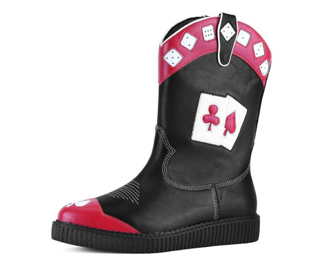 Black & Red Playing Cards Western Creeper Boot