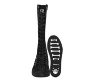 Black Canvas Knee Hi Spike Toe Sneaker Boot