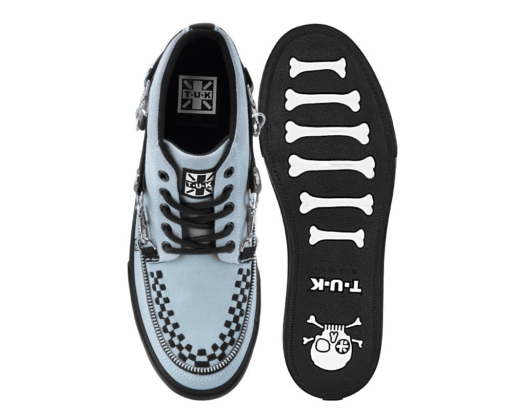 Grey Suede 5-Eye Bondage Strap Sneaker