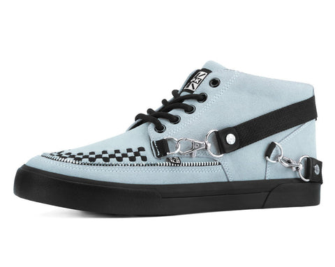 Grey Suede 5-Eye Bondage Strap Sneaker