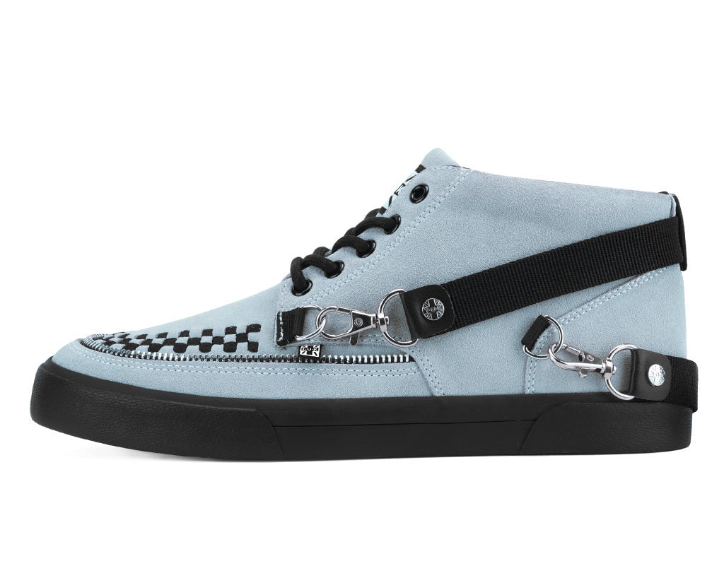 Grey Suede 5-Eye Bondage Strap Sneaker
