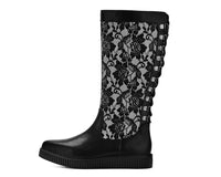 A3517L Black TUKskin Lace Corset Pointed Creeper Boot