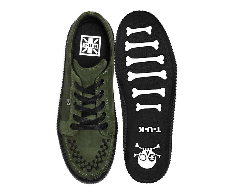 A3520 Khaki Green Suede Lace-Up Creeper Sneaker A3520-03