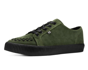 Khaki Green Suede Lace-Up Creeper Sneaker