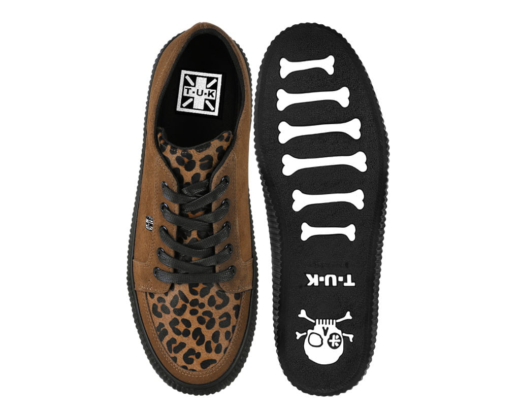 A3521 Brown & Leopard Suede Lace-Up Creeper Sneaker A3521-03