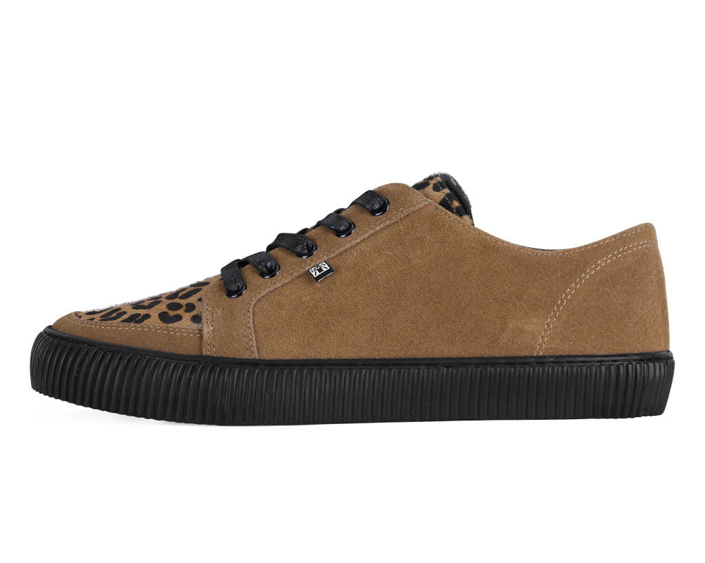 A3521 Brown & Leopard Suede Lace-Up Creeper Sneaker