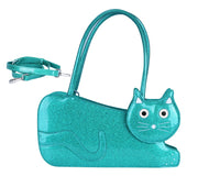 Teal Glitter Kitty Handbag