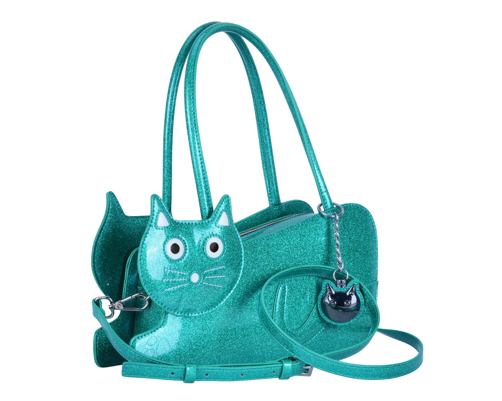 Teal Glitter Kitty Handbag