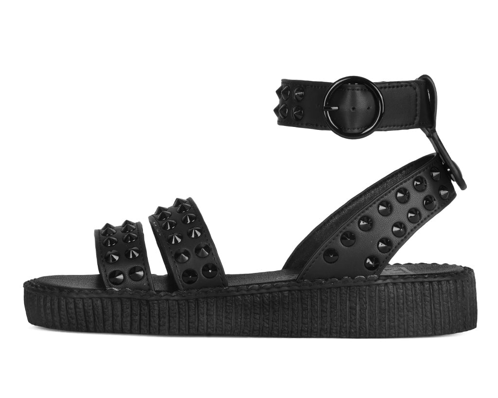 Black TUKskin Studded Ankle Strap Sandal
