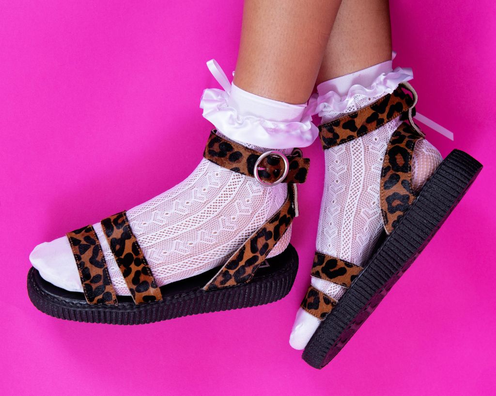 Brown Leopard Ankle Strap Sandal