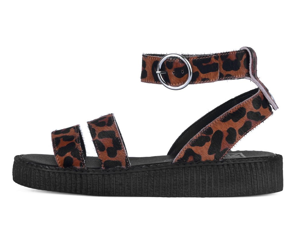 Brown Leopard Ankle Strap Sandal