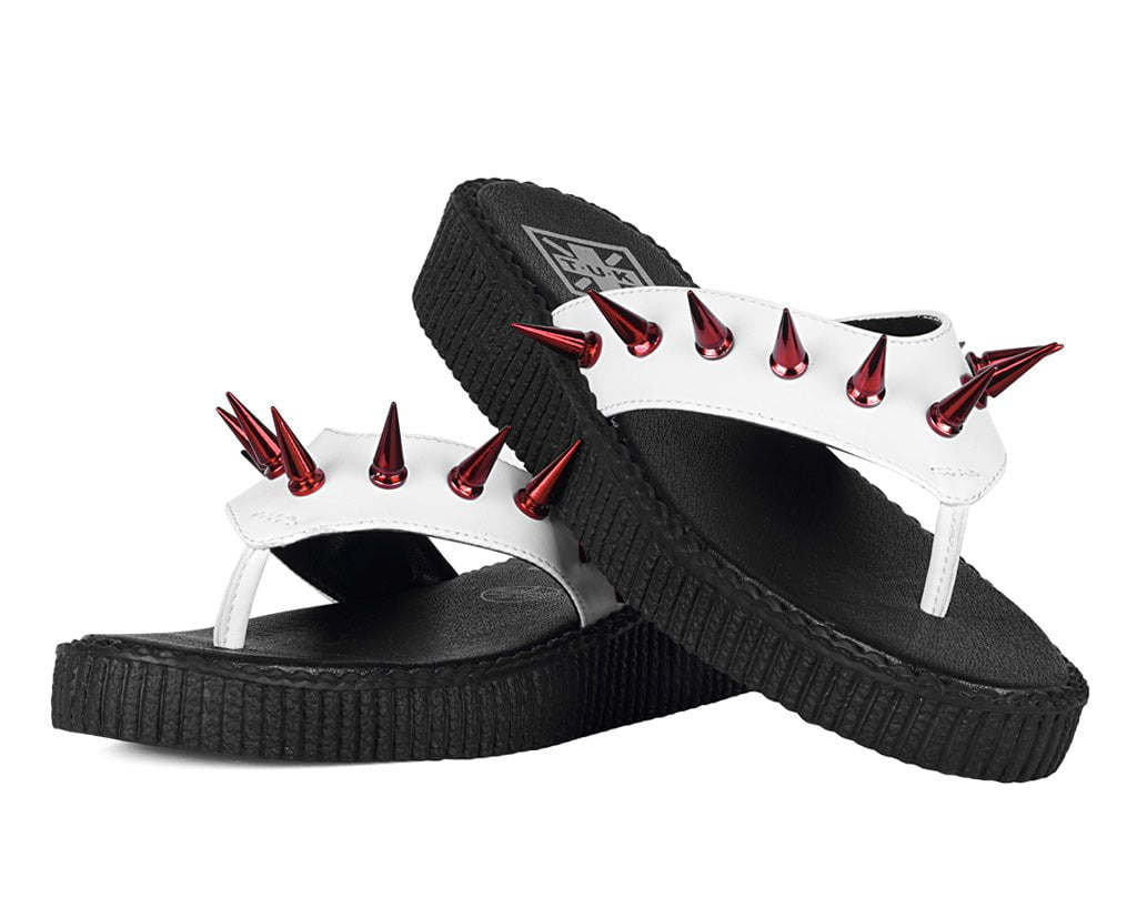 White & Red Spike Viva Low Flip Flop