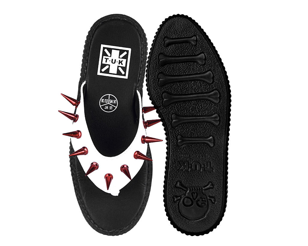 White & Red Spike Viva Low Flip Flop