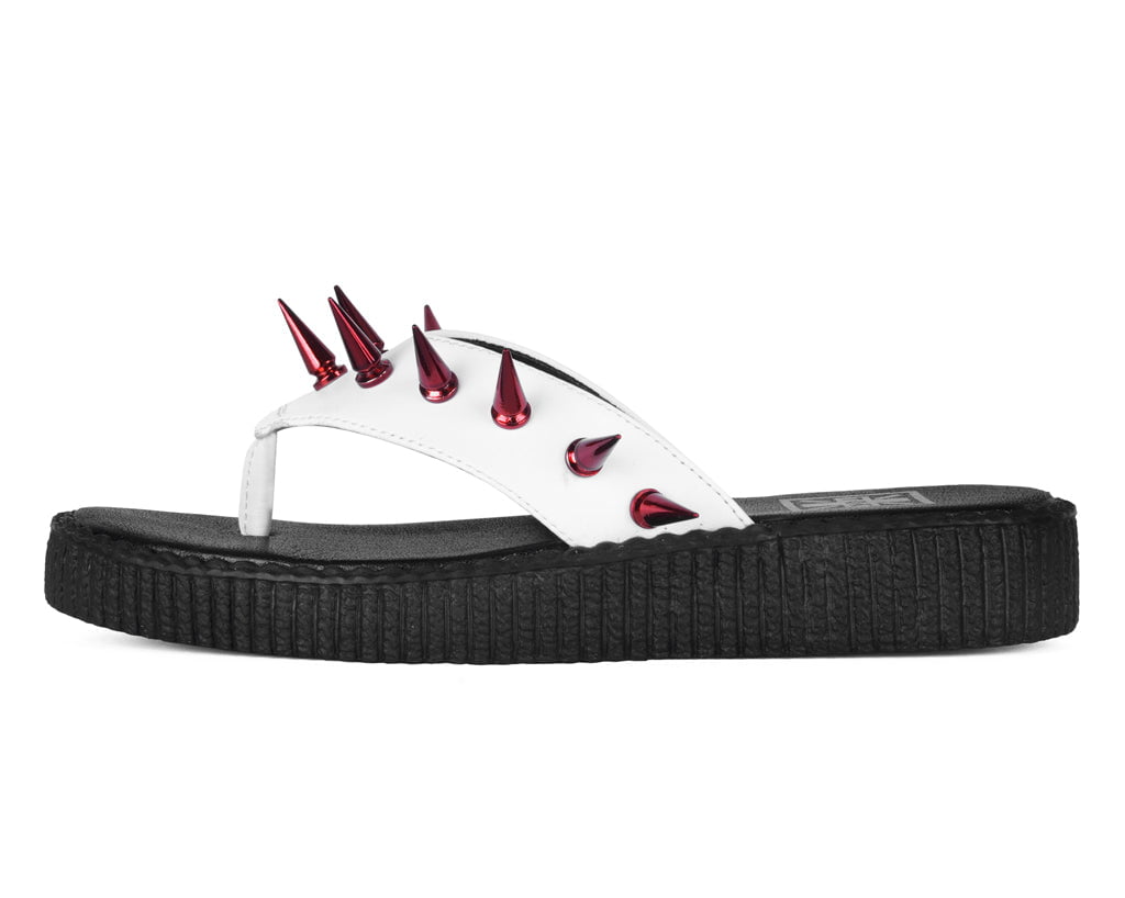 White & Red Spike Viva Low Flip Flop