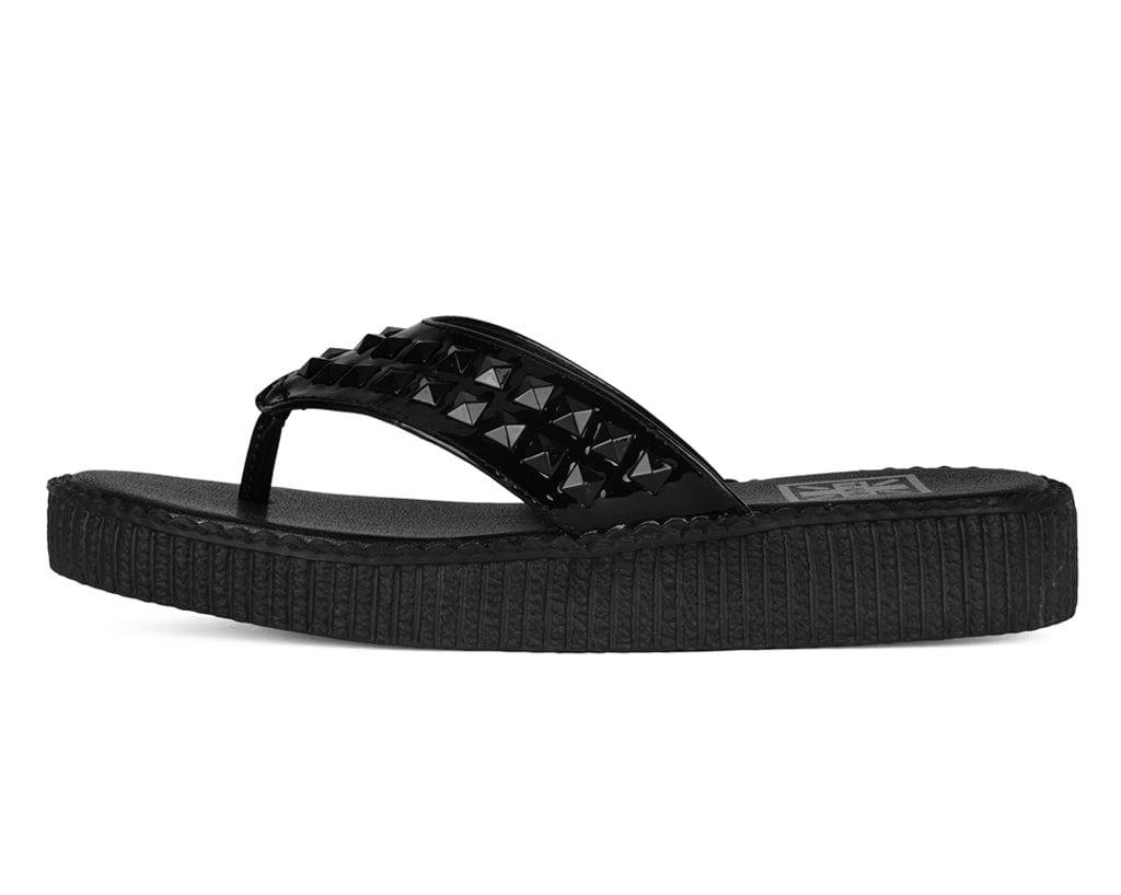 Black TUKskin Stud Viva Low Flip Flop
