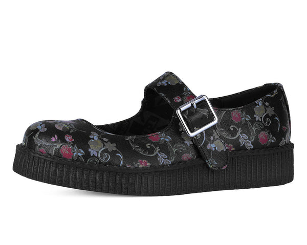 Black Floral Viva Low Mary Jane