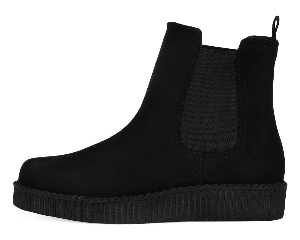 Black Faux Suede Viva Low Chelsea Boot