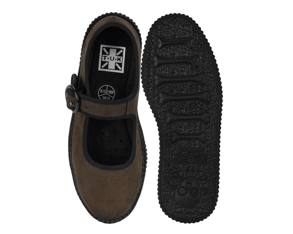 Brown Faux Suede Viva Low Mary Jane