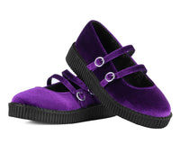 Purple Velvet 2-Strap Mary Jane