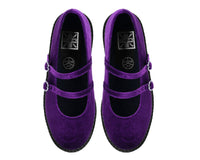Purple Velvet 2-Strap Mary Jane