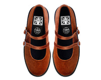 Orange Velvet 2-Strap Mary Jane