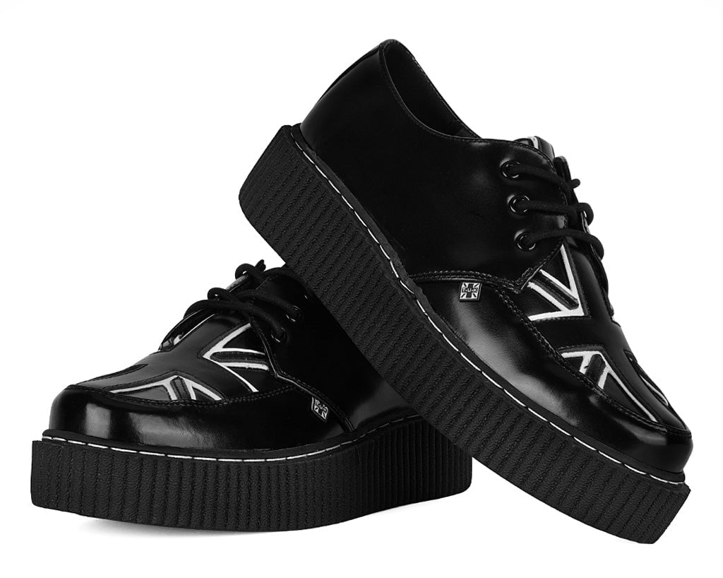 Black Leather Union Jack Vintage Mondo Creeper