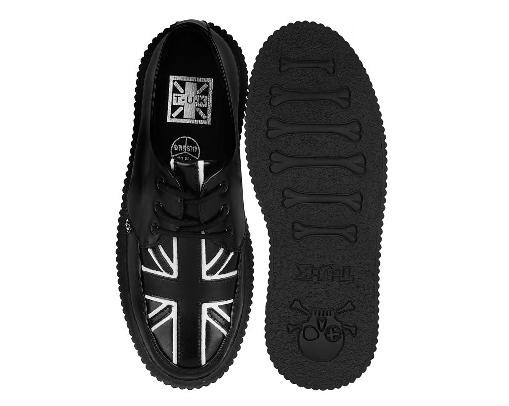 Black Leather Union Jack Vintage Mondo Creeper