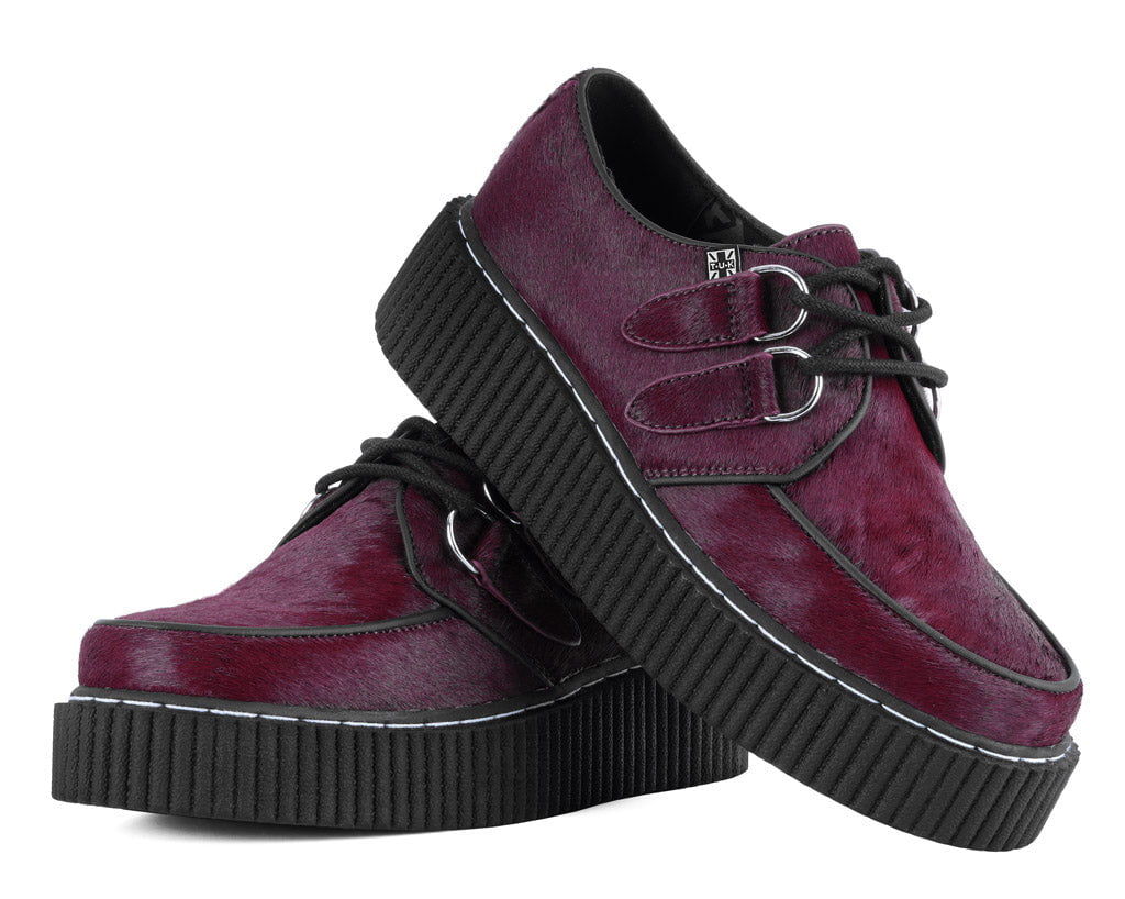 Burgundy Cow Hair Vintage Creeper