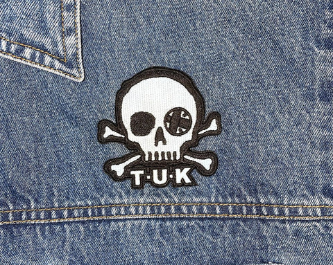 Black & White Skull Embroidered Patch