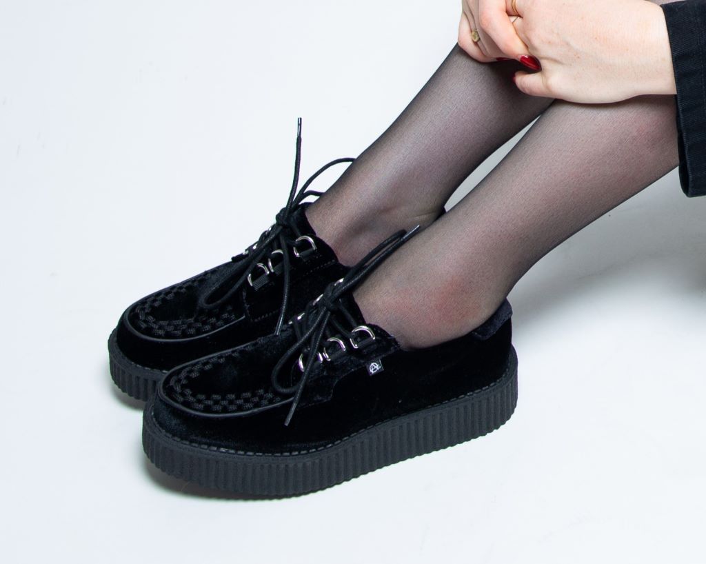 Black Faux Suede Pointed Anarchic Creeper
