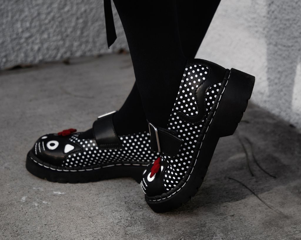 Black Polka Dot Kitty Mary Jane