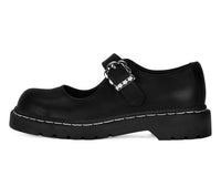 Black Suede Flower Buckle Mary Jane