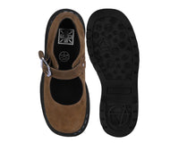 Brown Suede Flower Buckle Mary Jane