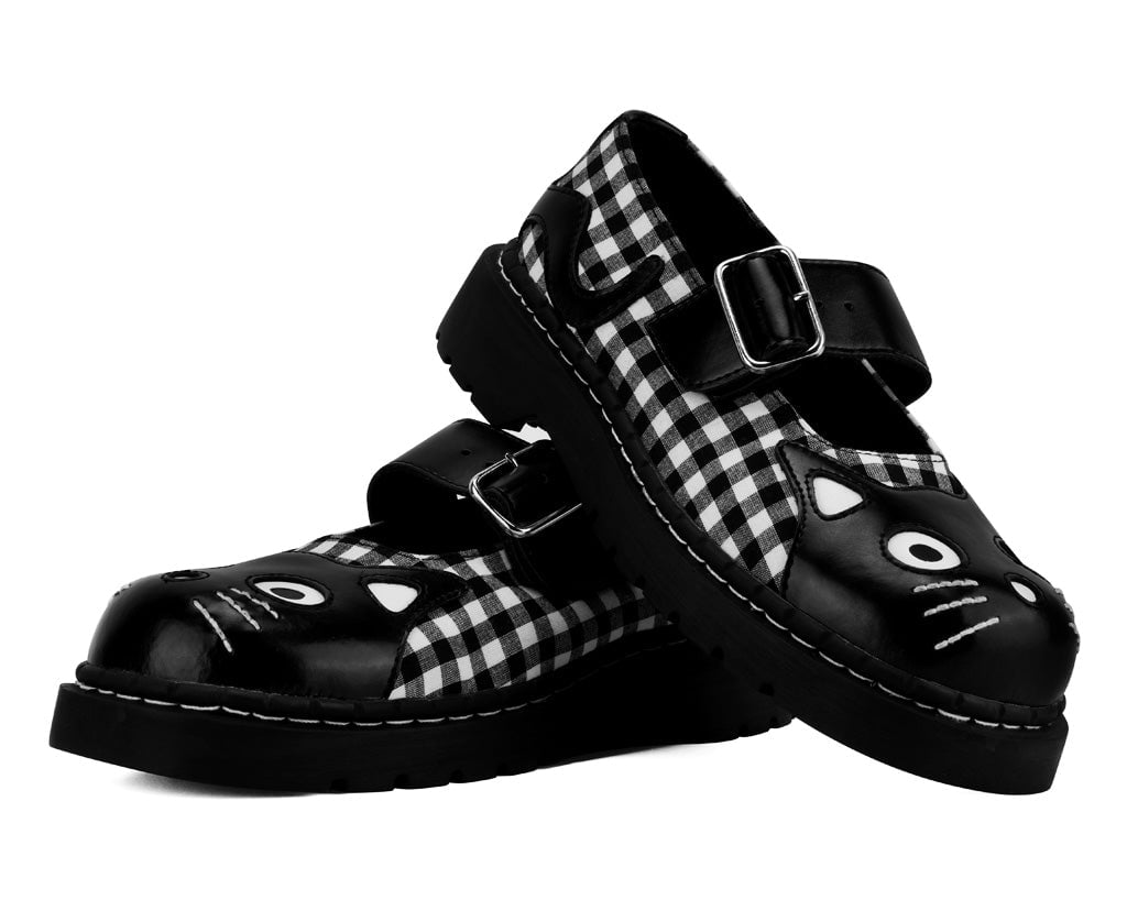 Black & White Gingham Kitty Mary Jane
