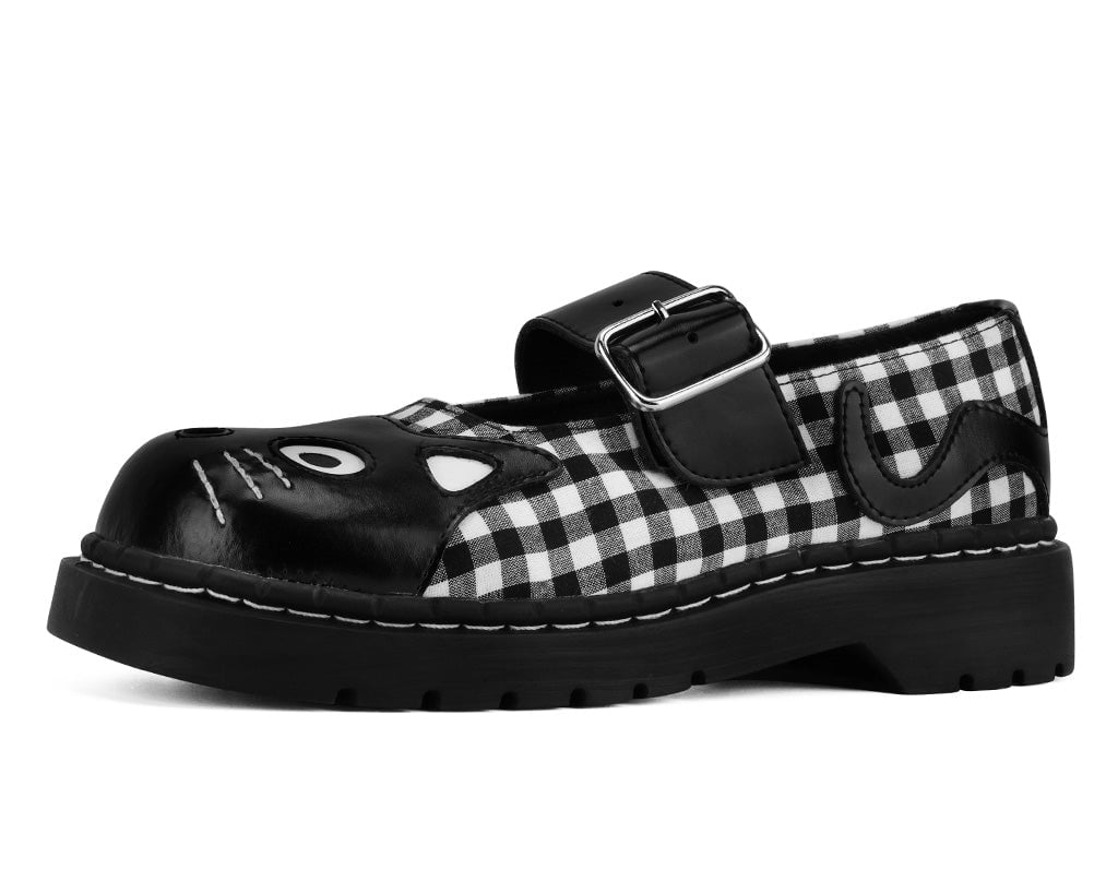Black & White Gingham Kitty Mary Jane