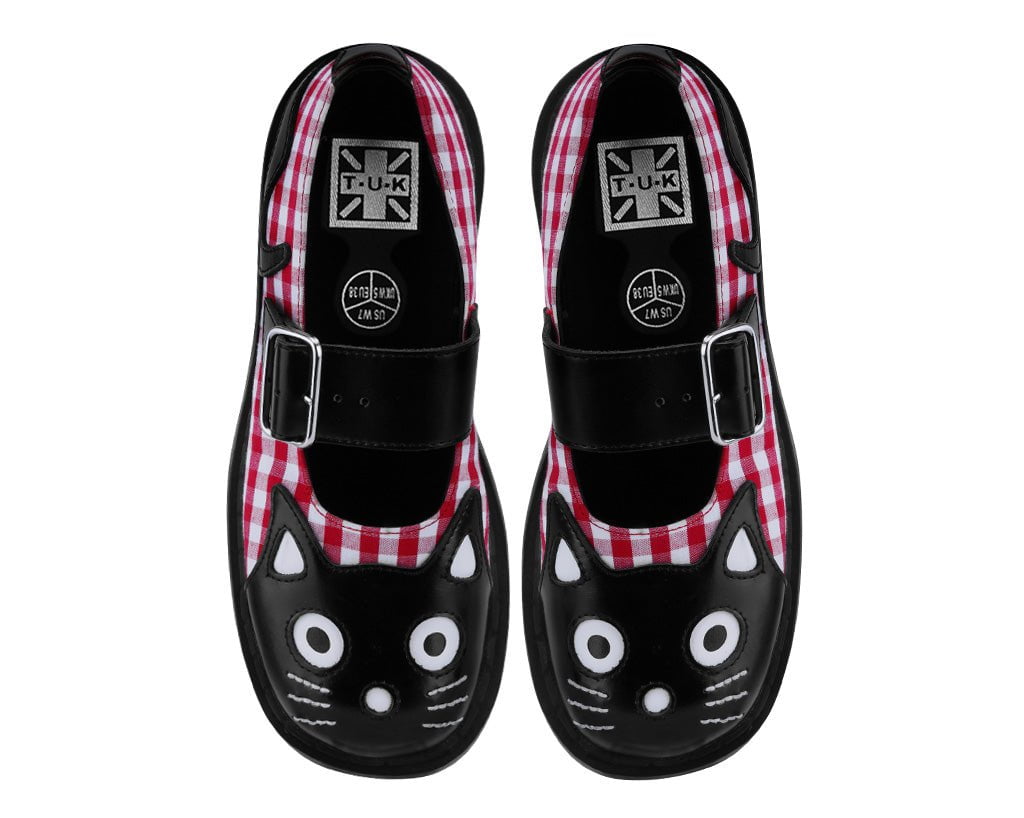 Black & Red Gingham Kitty Mary Jane