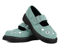 Pale Blue Suede Kitty Mary Jane