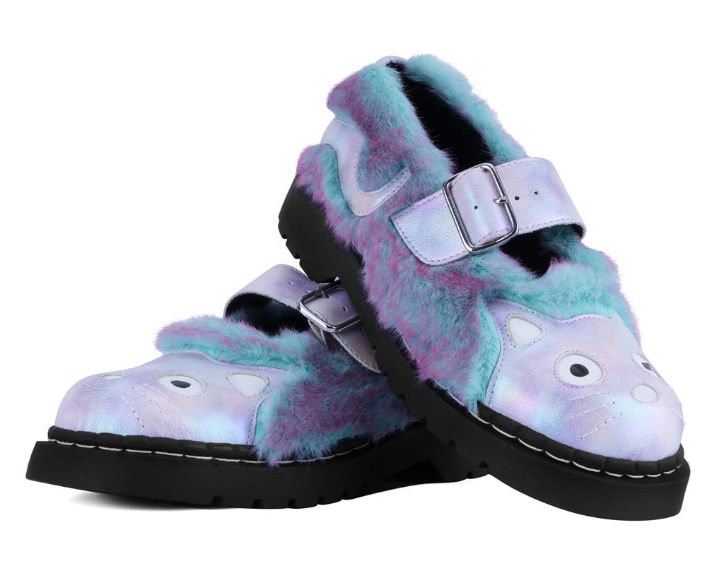 Teal & Pink Furry Kitty Mary Jane
