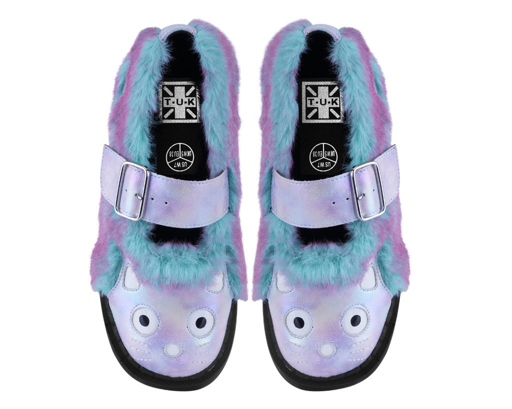 Teal & Pink Furry Kitty Mary Jane