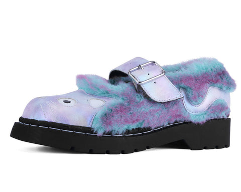 Teal & Pink Furry Kitty Mary Jane