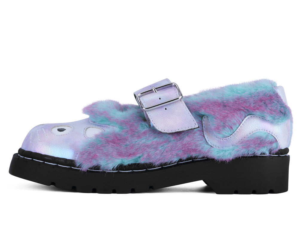 Teal & Pink Furry Kitty Mary Jane