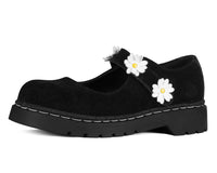 T2376 Black Suede Flower Mary Jane