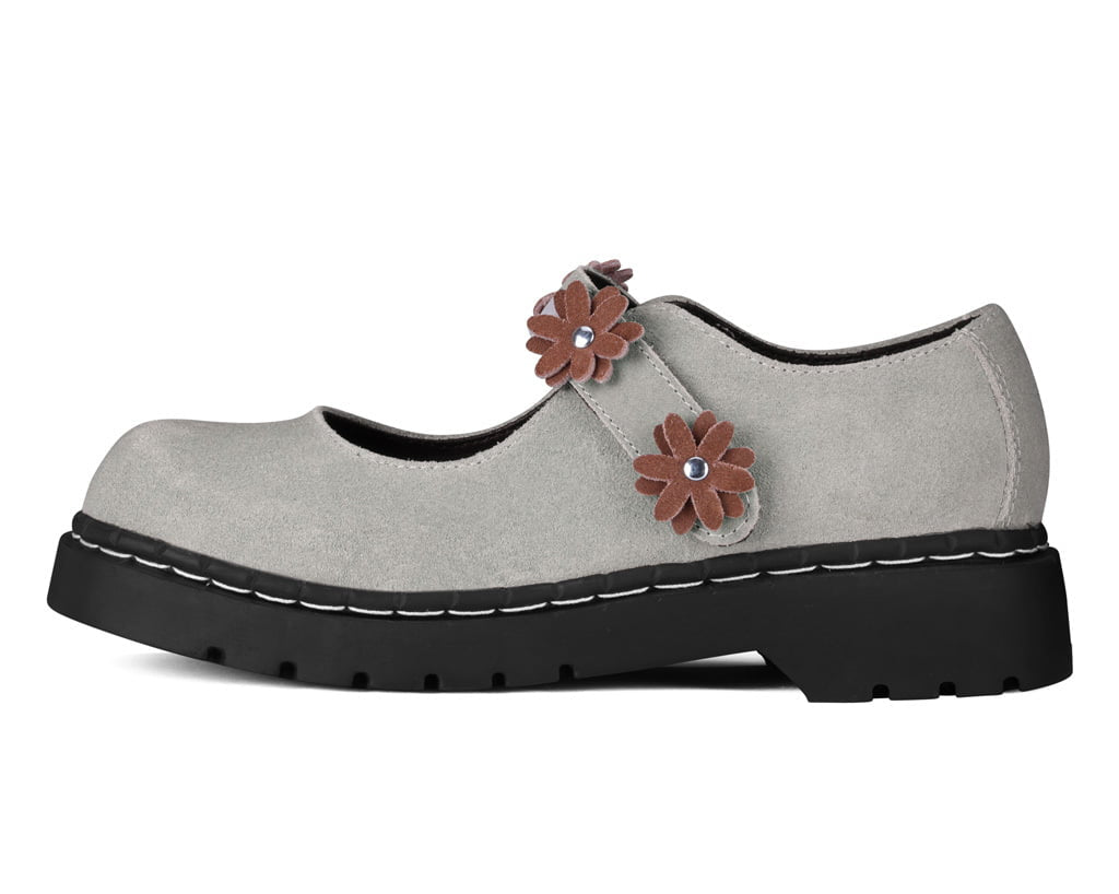 T2377 Taupe Suede Flower Mary Jane T2377-05