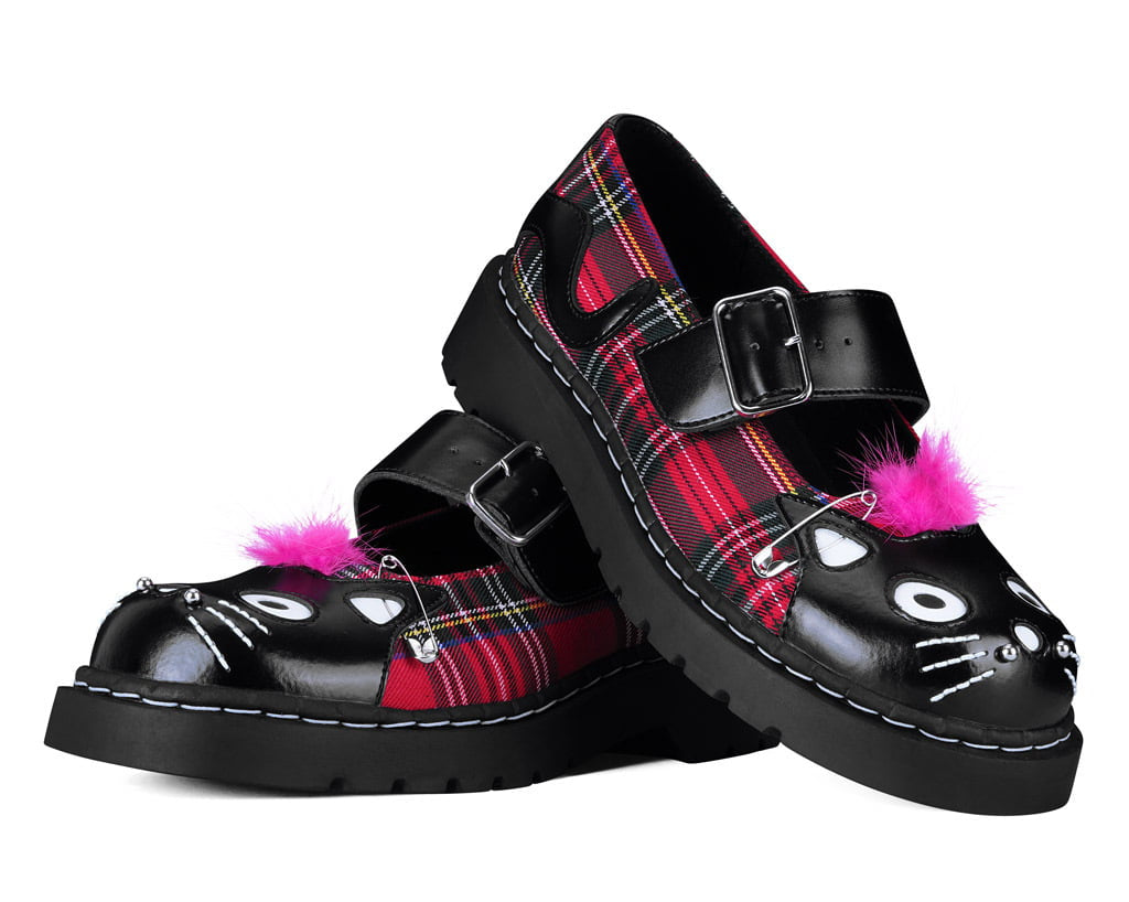 T2380 Tartan Punk Rock Kitty Mary  Jane