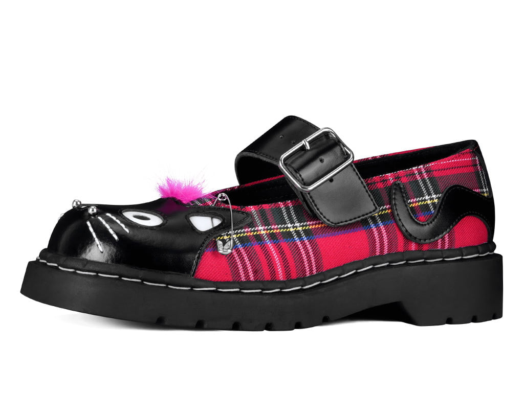 T2380 Tartan Punk Rock Kitty Mary  Jane